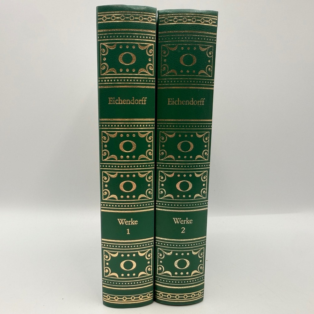 Joseph von Eichendorff Werke Vol 1 & 2 German Hardcover Green Gold Gilt Set